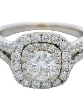 Vera Wang Love 14kt White Gold 1.5ctw Halo Diamond Split Shank Engagement Ring